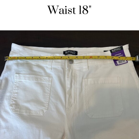 NWT Buffalo Womens 14 David Bitton Brigette High Rise Wide Leg Crop Pants White - Picture 3 of 11